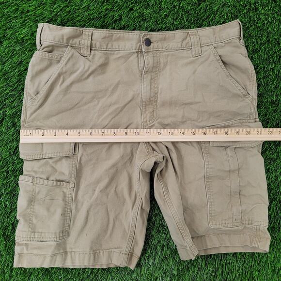 CARHARTT Canvas Cargo Shorts 36x10 Brown Baggy Workwear Relaxed Fit - Picture 7 of 13